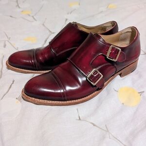 The Office Of Angela Scott | Burgundy Patent Leather Double Monk Strap Shoes